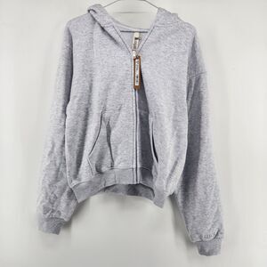 SKIMS S Light Heather Gray Cotton Fleece Classic Zip Up Hoodie ZU-ZUP-8366W NWT